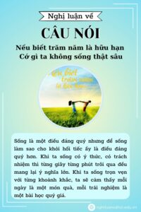 Nghị luận Nếu biết trăm năm là hữu hạn Cớ gì ta không sống thật sâu