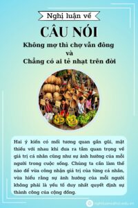 Nghị luận Không mợ thì chợ vẫn đông chẳng có ai tẻ nhạt trên đời