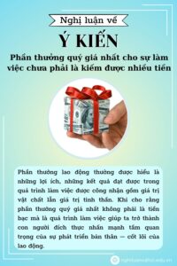 Nghị luận Phần thưởng quý giá nhất cho sự làm việc chưa phải là kiếm được nhiều tiền
