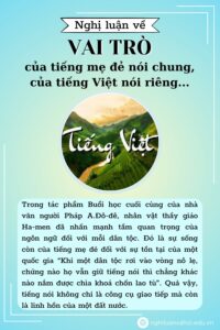 Nghị luận về vai trò của tiếng mẹ đẻ của tiếng Việt và việc học tập tiếng Việt