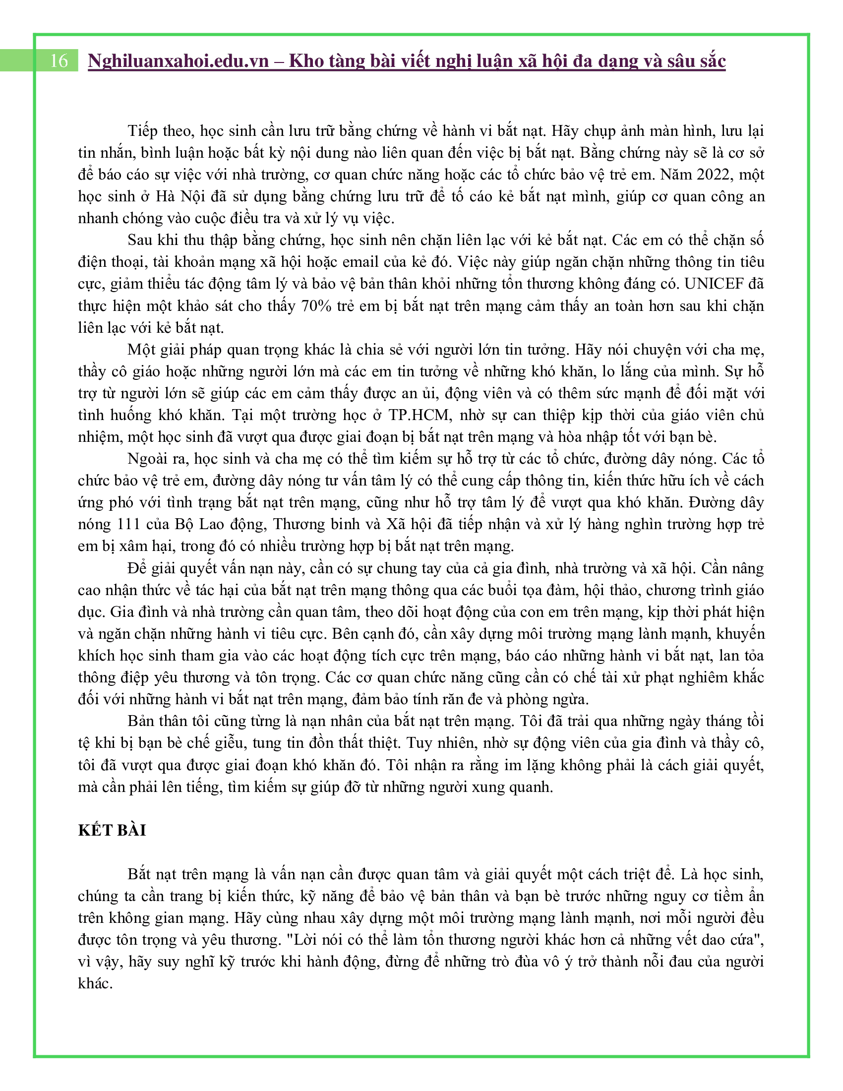 Là một học sinh, em nghĩ nên ứng xử như thế nào khi bị bắt nạt trên mạng?