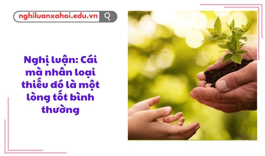 Nghị luận: Cái mà nhân loại thiếu đó là một lòng tốt bình thường
